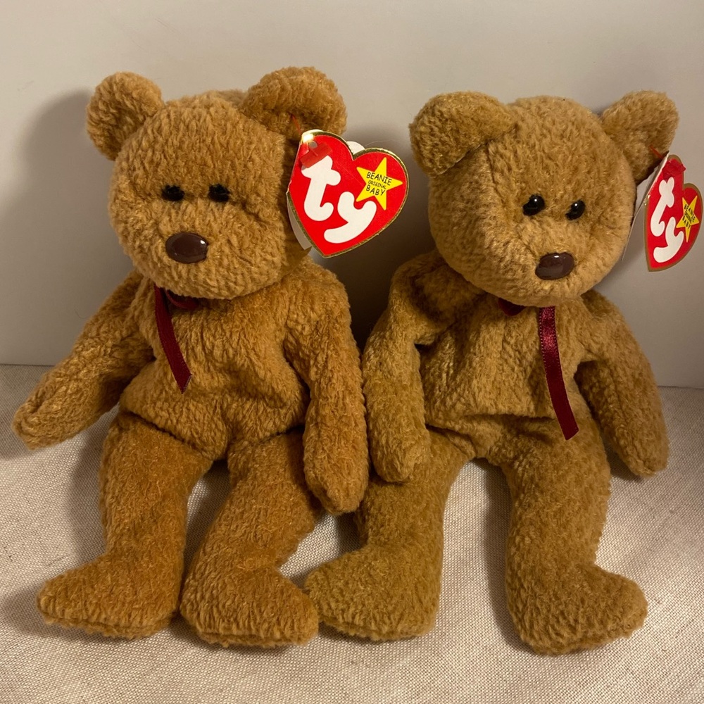 Ty Beanie Baby Curly the Bear napped teddy bear LOT vintage 90s beanie babies 2